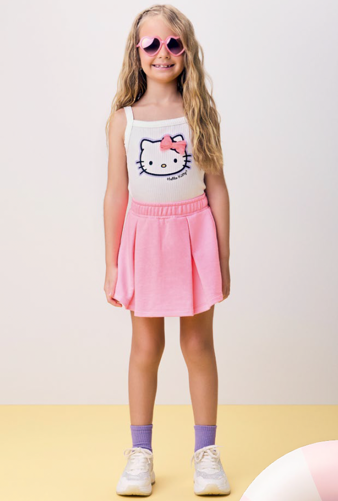 Conjunto Infantil Hello Kitty Blusa e Shorts Rosa - Momi