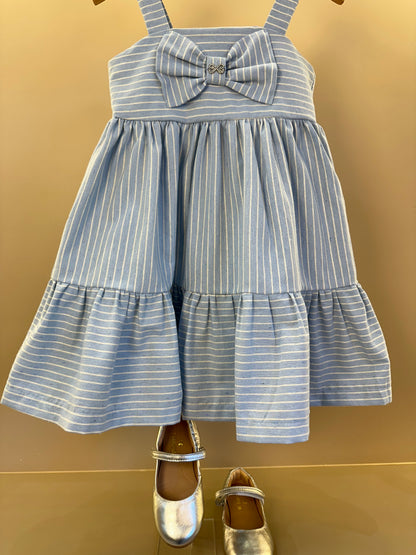 Vestido Infantil Rodado Alças Largas Saia Aplicado Na Frente