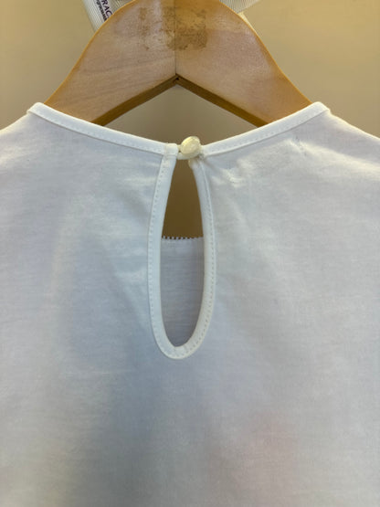 Conjunto Infantil blusa Gola Babado e Saia Tricoline Listrada Com Bordado - Um Mais Um