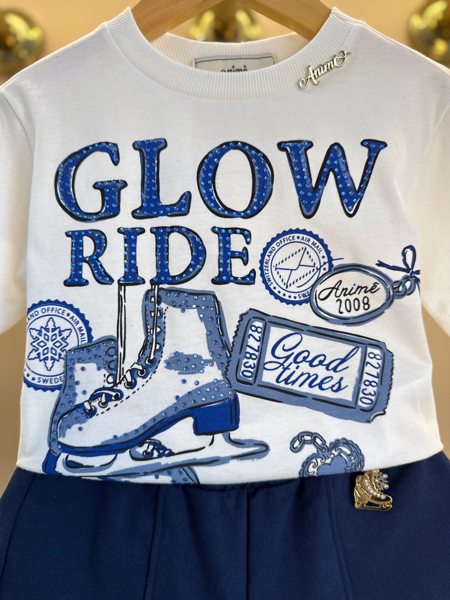 Conjunto Infantil Glow Ride e Shorts Marinho - Animê