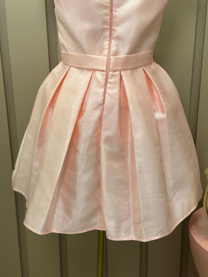 Vestido Infantil Festa Manga e Laço Rosa - Mon Sucré