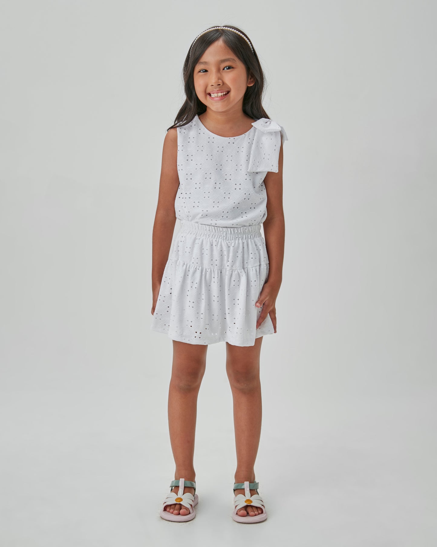 Conjunto Infantil Blusa Maxi Laço e Saia Malha Laise - Beabá