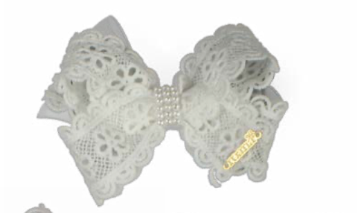 Laço Infantil Renda Branco Miolo Pérolas - Roana