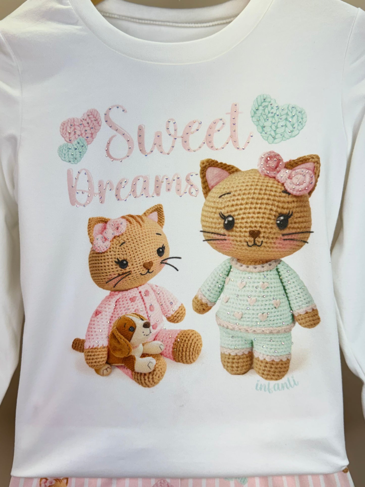 Pijama Infantil Blusa ML Sweet Dreams e Legging Ursinhas Rosa Claro - Infanti