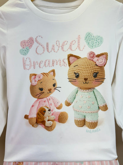 Pijama Infantil Blusa ML Sweet Dreams e Legging Ursinhas Rosa Claro - Infanti