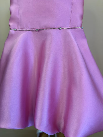 Vestido Infantil Balonê Zibeline Rosa Cinto Strass - Petit Cherie
