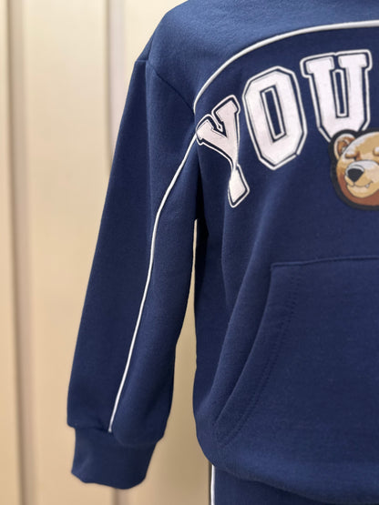 Conjunto Infantil Moletom YCC Ursinho Casaco e Calça Marinho - Youccie