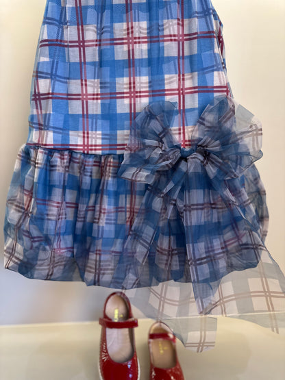 Vestido Infantil Tule Balonê Tartan Xadrez - Animê