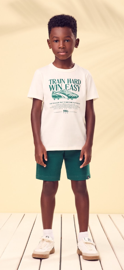 Conjunto Infantil T - Shirt Train Hard e Bermuda - Youccie