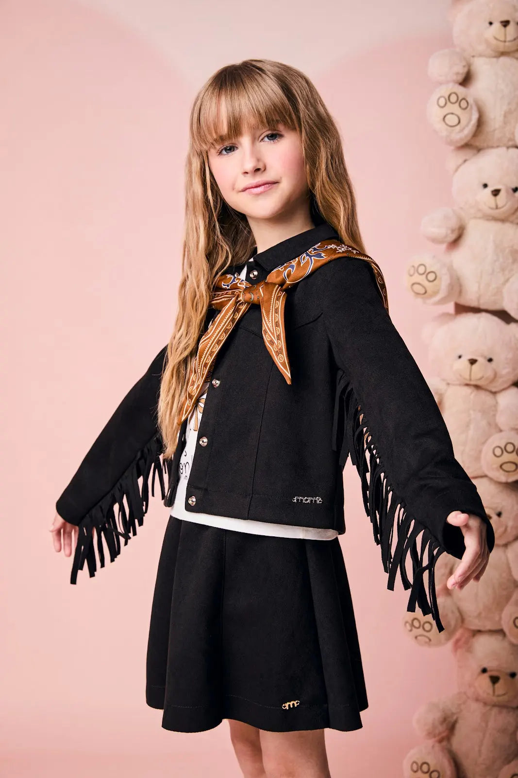 Jaqueta Infantil de Suede com Franjas - Momi