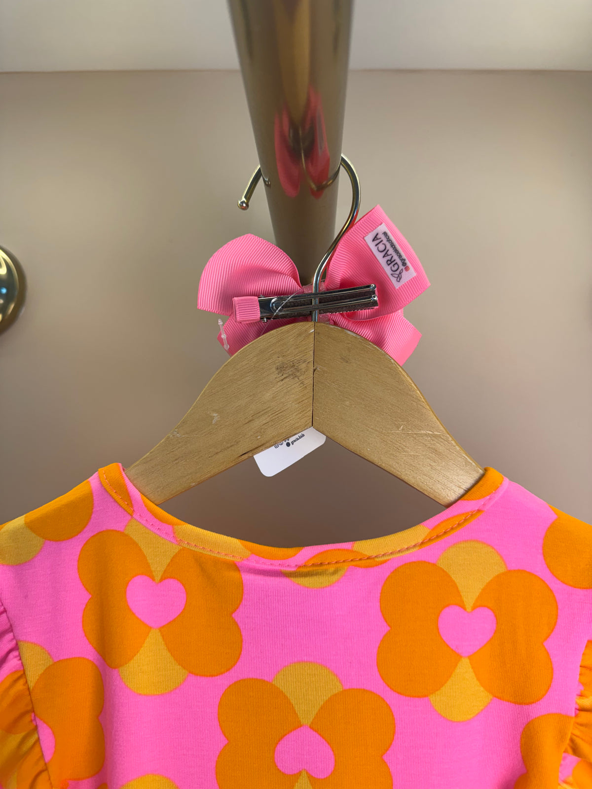 Vestido Infantil Laranja Floral com Saia em Camadas - Momi