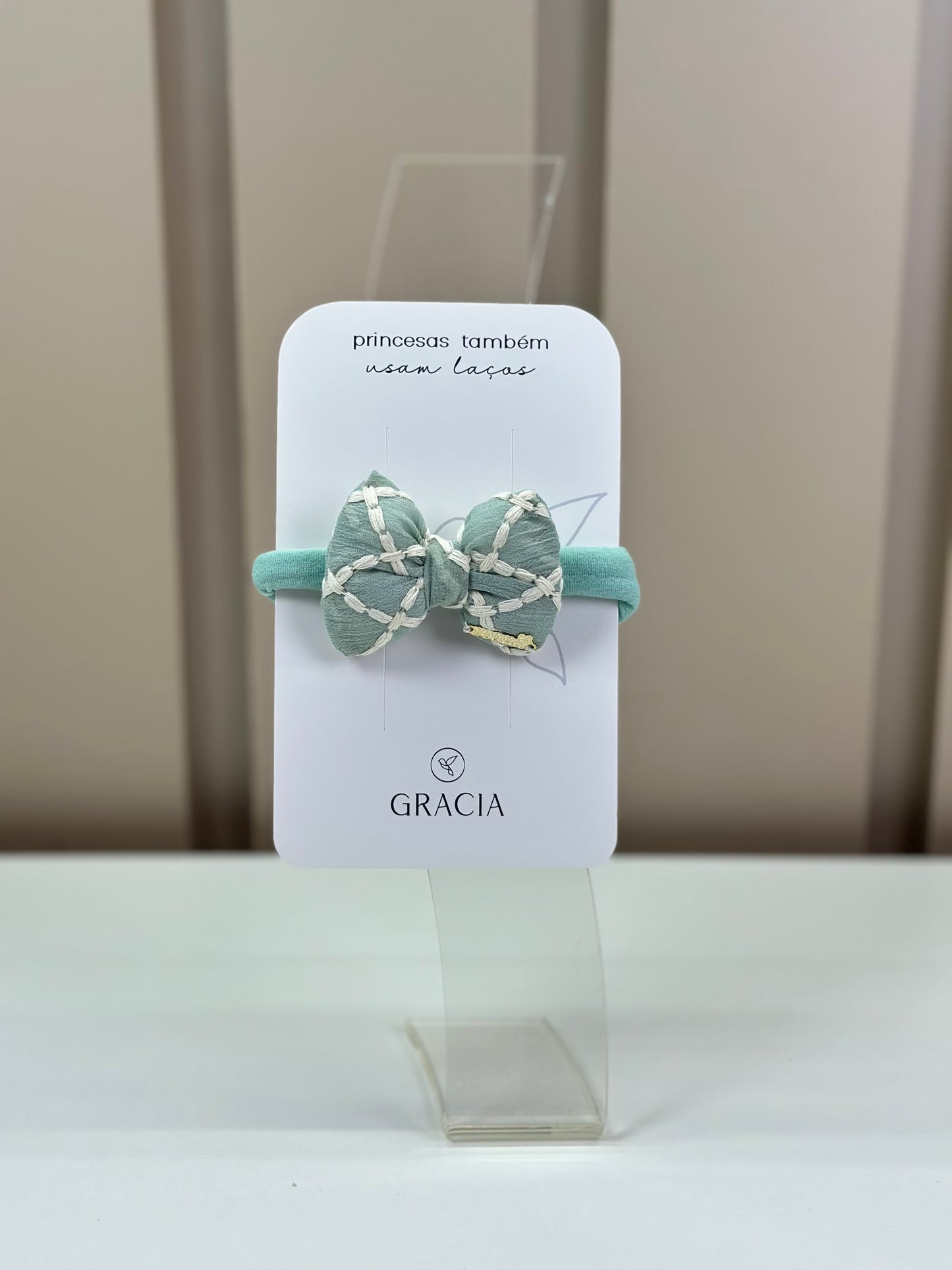 Faixinha Bebê Laço Puffer Rendado Verde - Roana