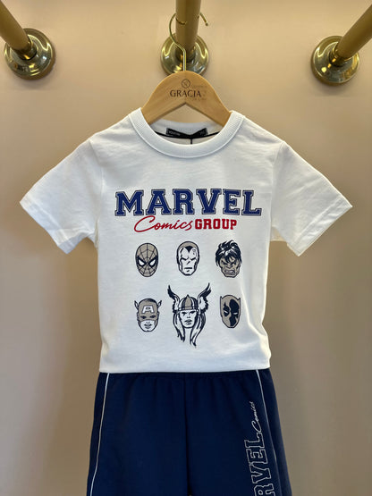 Conjunto Infantil Camiseta Marvel Comics Group e Bermuda Lateral Marvel - Youccie