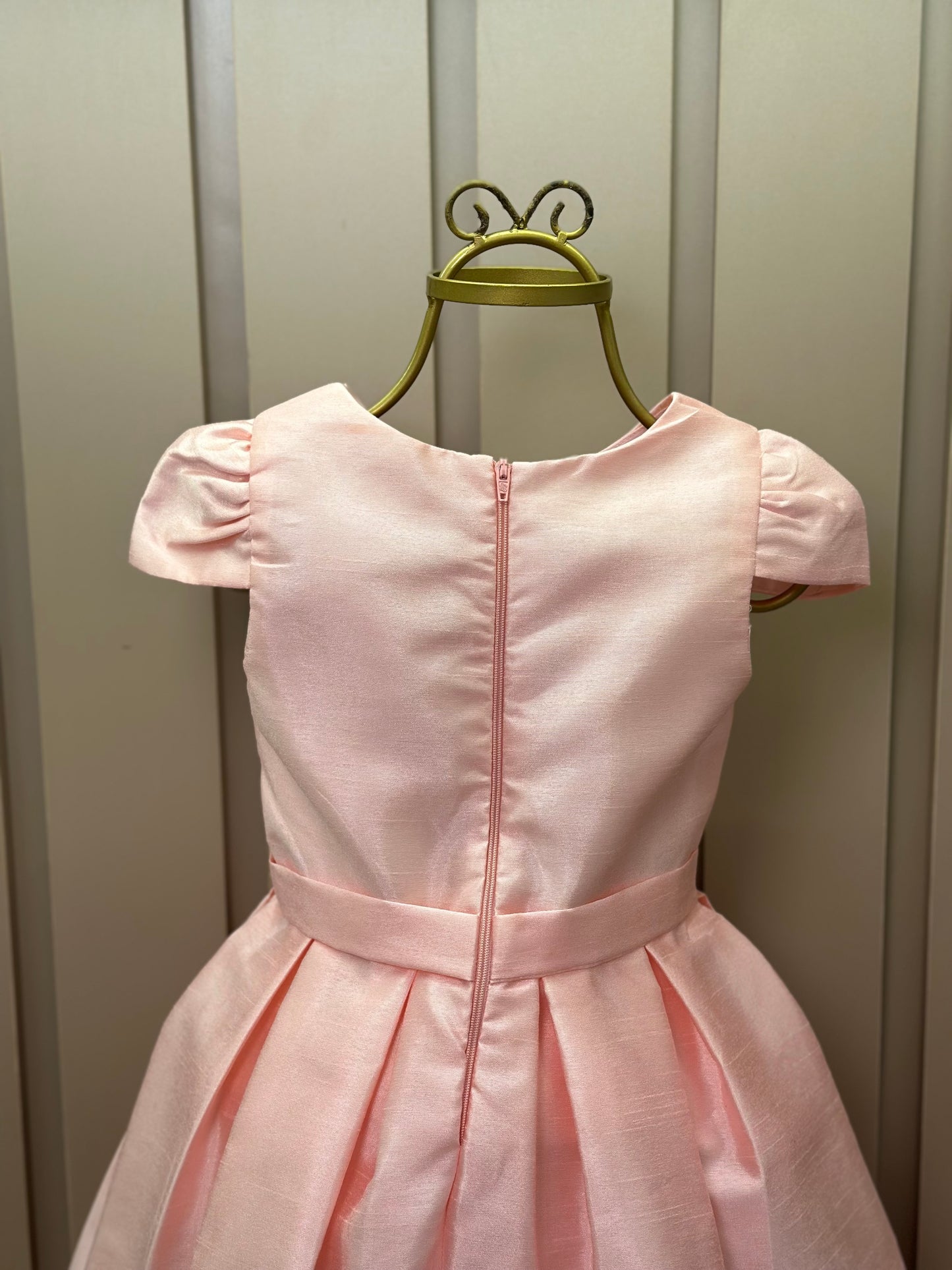 Vestido Infantil Festa Manga e Laço Rosa - Mon Sucré