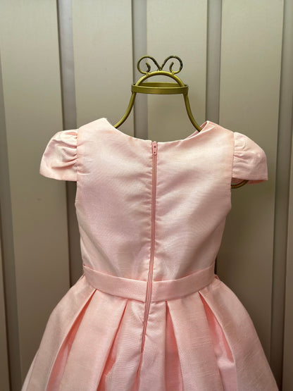 Vestido Infantil Festa Manga e Laço Rosa - Mon Sucré