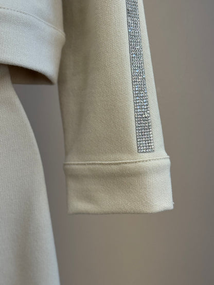 Conjunto Infantil Casaco Bege Strass e Calça Wide Leg Glitter - Luluzinha