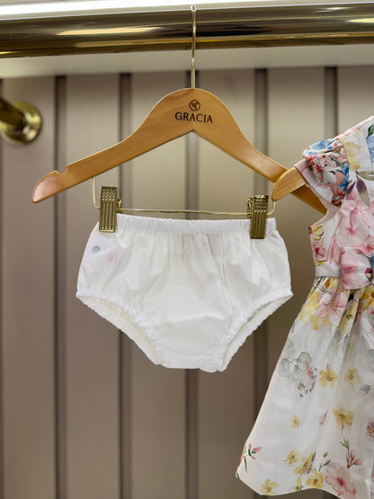 Vestido Bebê Algodão Pregas e Lacinho Com Calcinha Floral Candy - Um Mais Um