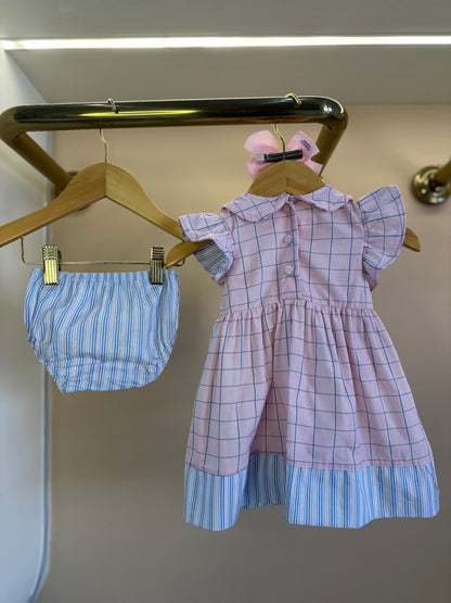 Vestido Bebê Algodão Bordado Golinha Rosa - Charpey
