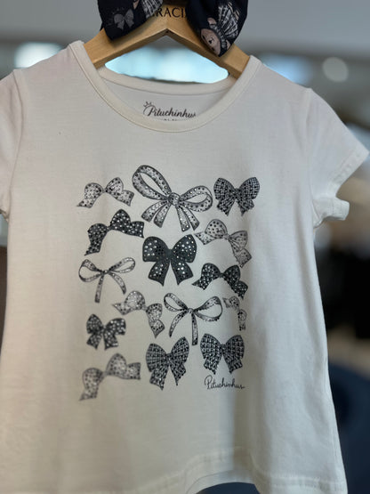 Blusa Infantil de Algodão Multi-Laços e Cristais - Pituchinhus