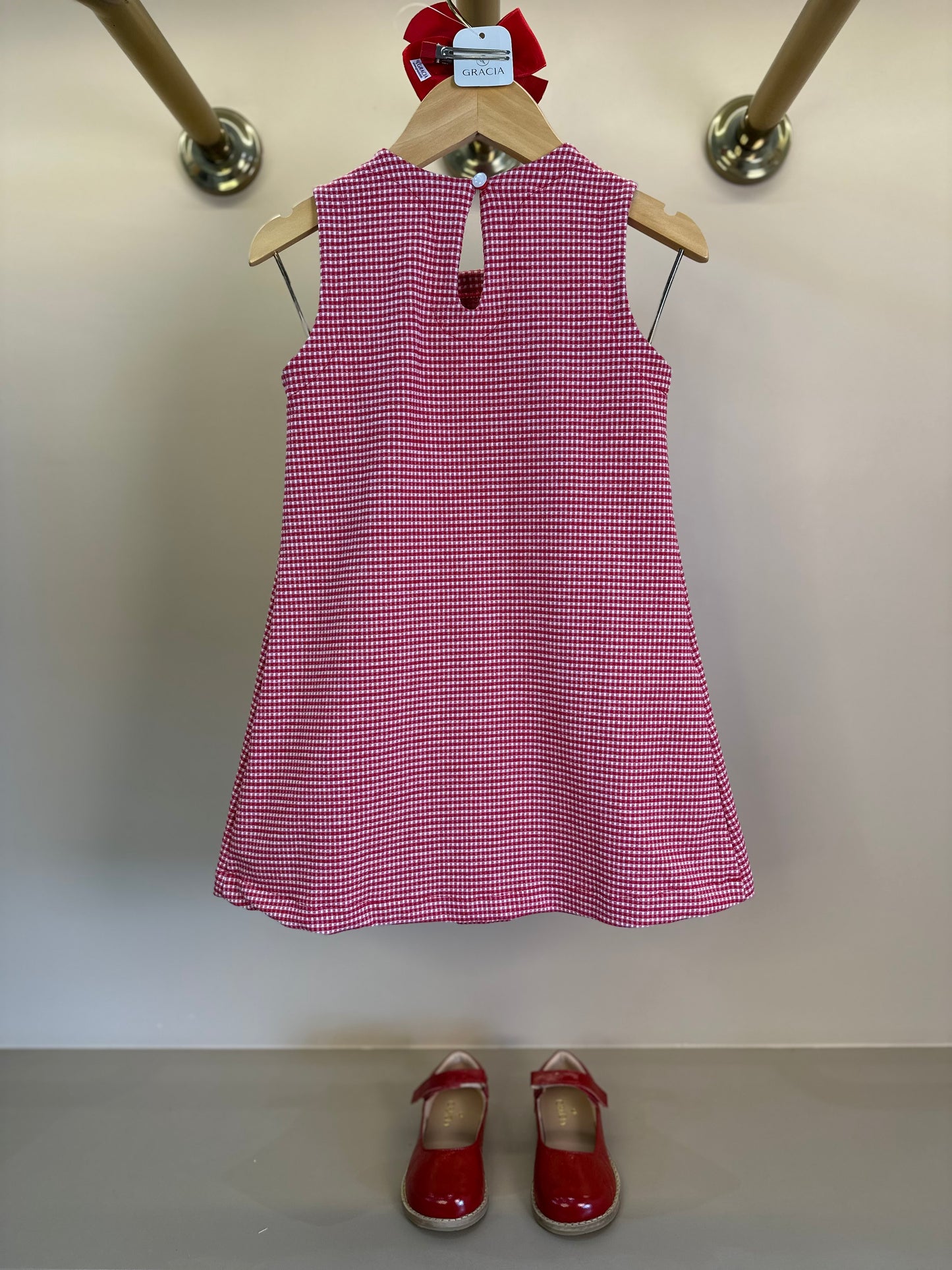Vestido Infantil Jumper Jacquard Xadrez Vermelho - Beabá