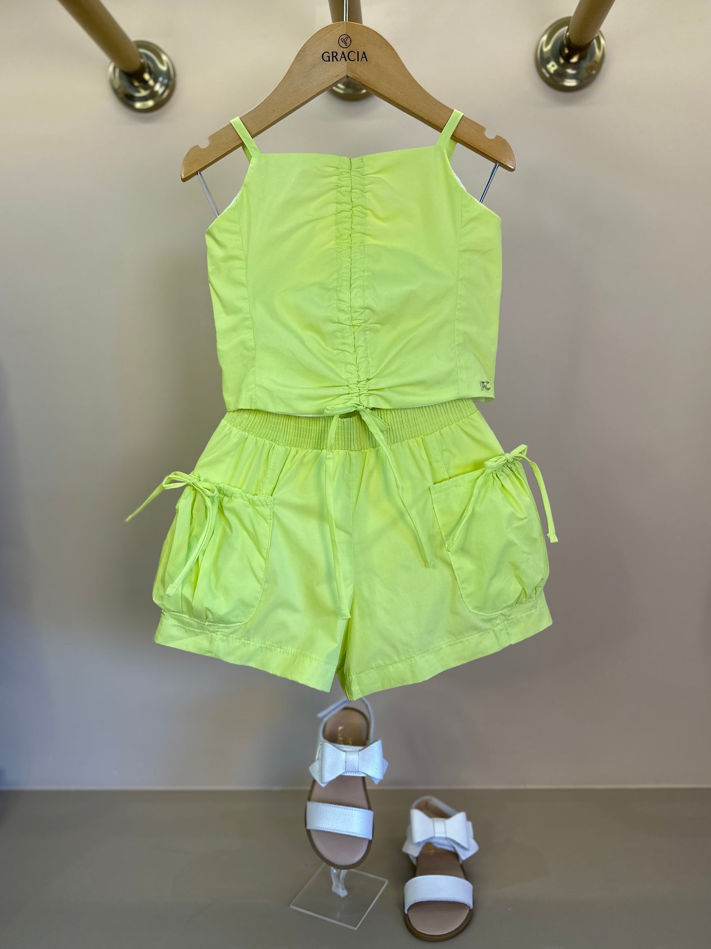 Conjunto Infantil  Algodão Blusa Drap e Shorts Bolsos Lima - Petit Cherie