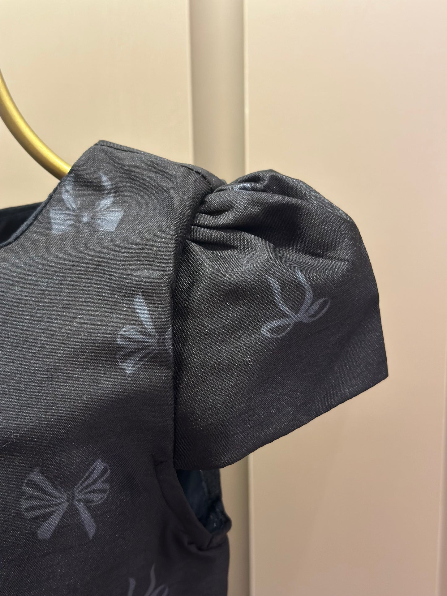 Vestido Infantil Festa Preto Estampa Lacinhos - Mon Sucré