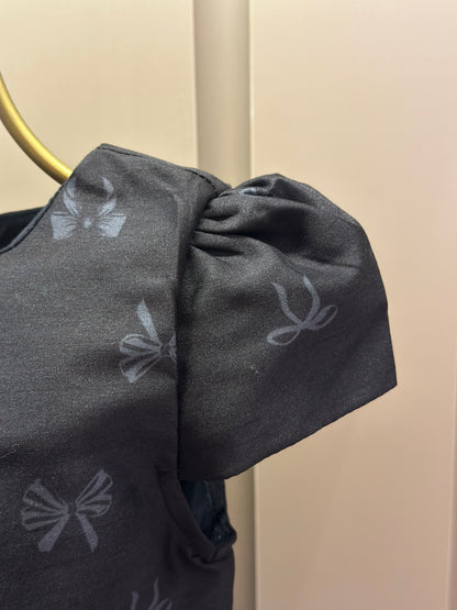 Vestido Infantil Festa Preto Estampa Lacinhos - Mon Sucré