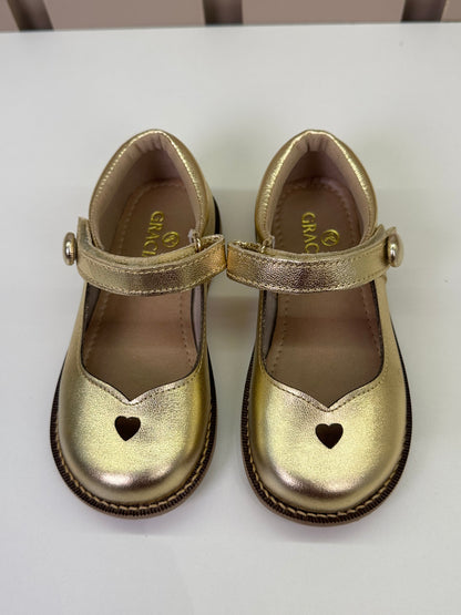 Sapato Infantil Couro Estela Dourado - Gracia