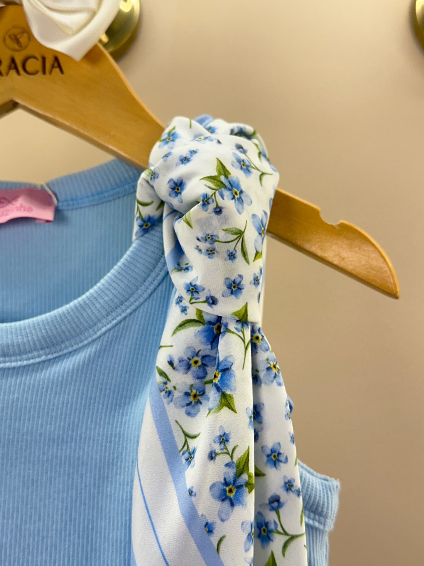 Blusa Infantil Regata Lenço Floral - Luluzinha