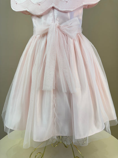Vestido Infantil Festa Pelerine Bordada Rosa - Petit Cherie