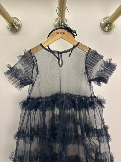 Vestido Infantil Tule Babados Poá Cachorrinhos - Pituchinhus