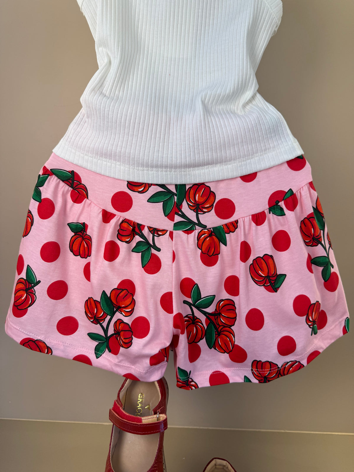 Conjunto Infantil Regata e Shorts Estampa Cherry Floral Off White - Momi