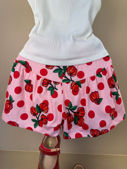 Conjunto Infantil Regata e Shorts Estampa Cherry Floral Off White - Momi