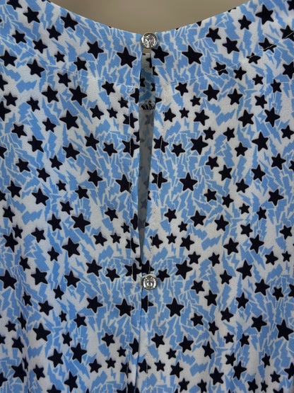 Vestido Teen Crepe Babados Estrelinhas Azul Claro - Two In