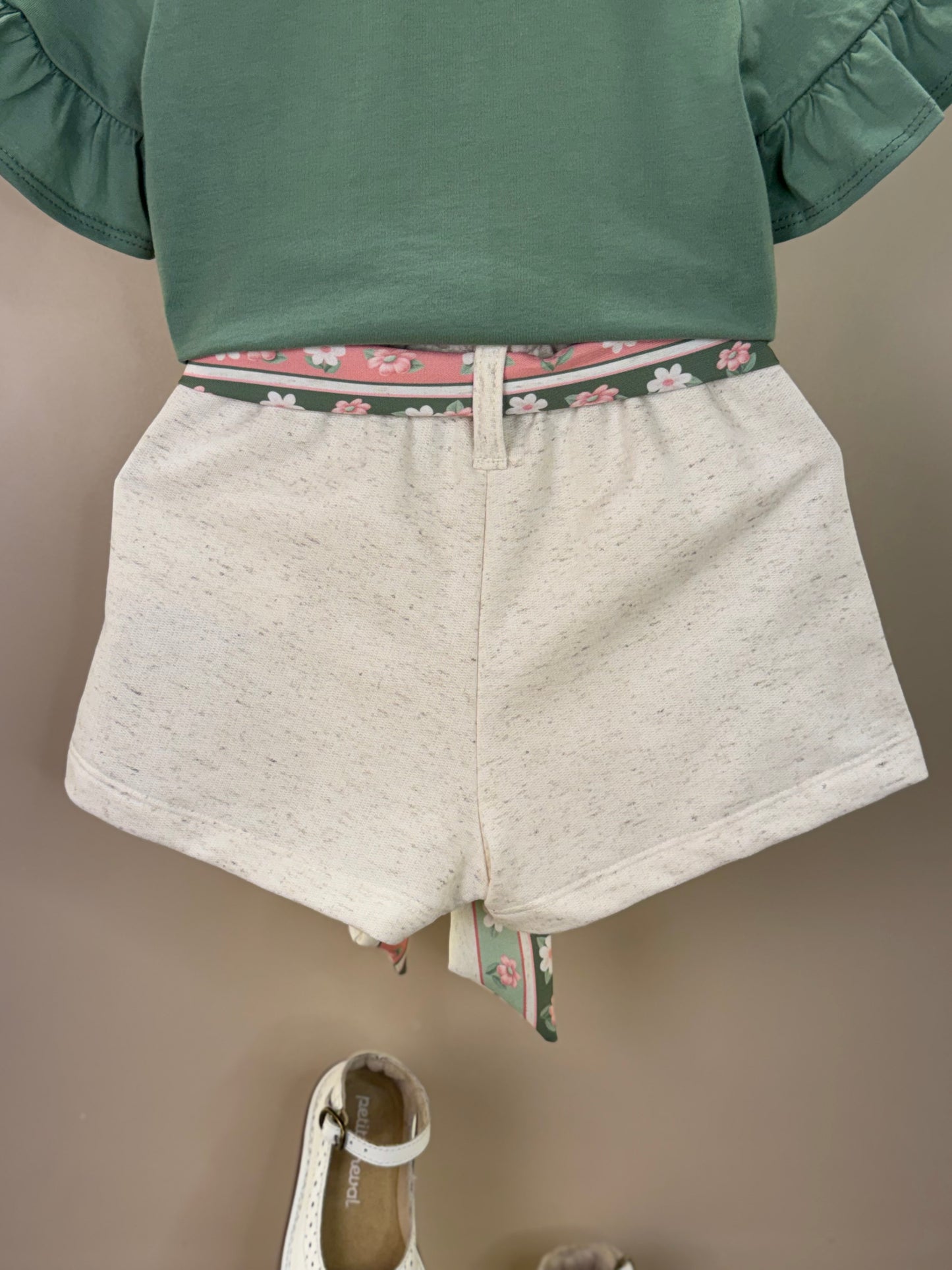 Conjunto Infantil Blusa Boxy Esquila de Lacinho e Shorts Verde Ultramarine - Infanti