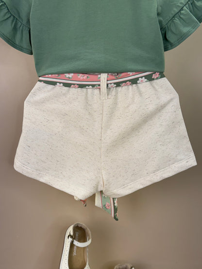 Conjunto Infantil Blusa Boxy Esquila de Lacinho e Shorts Verde Ultramarine - Infanti