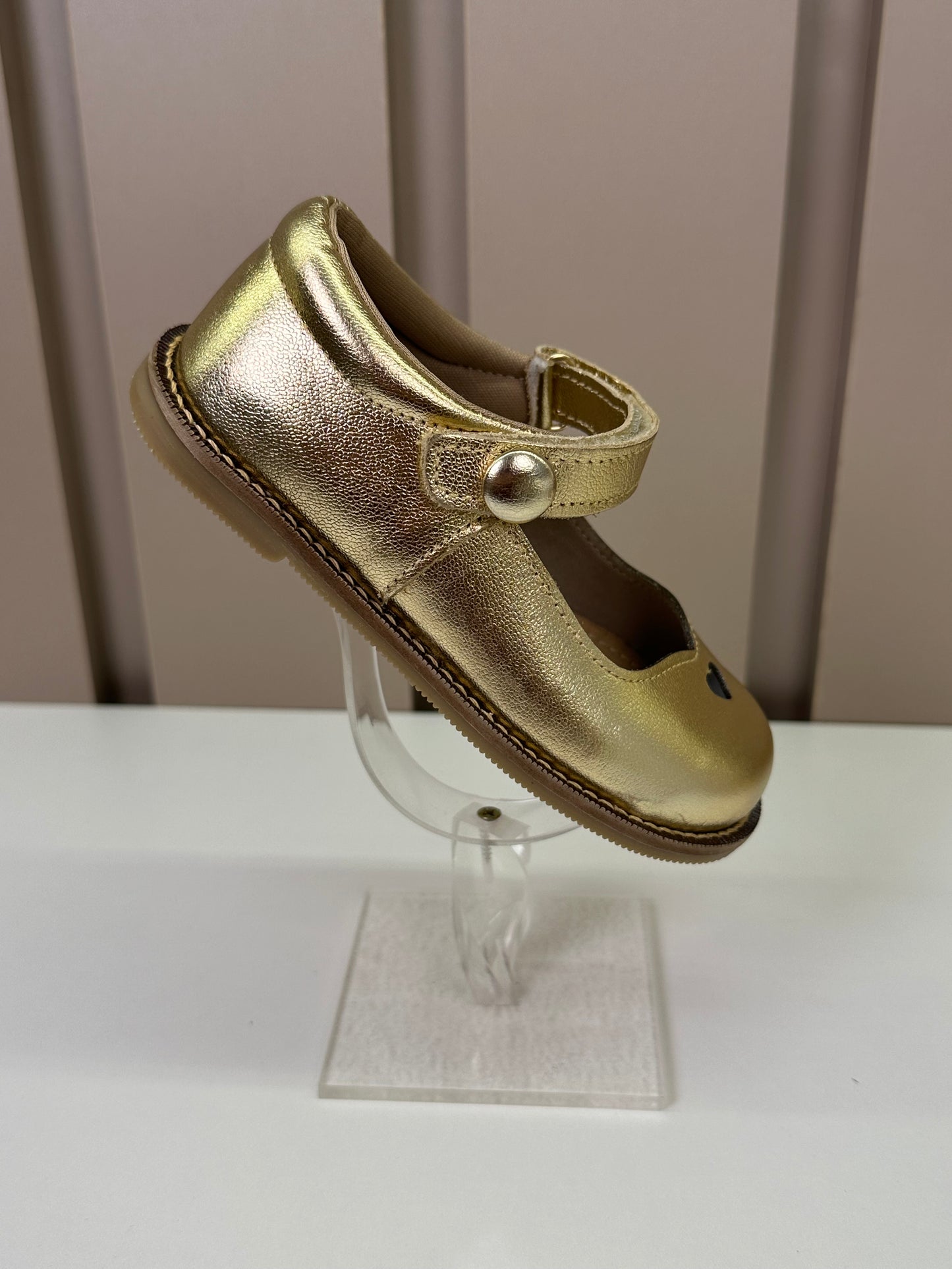 Sapato Infantil Couro Estela Dourado - Gracia