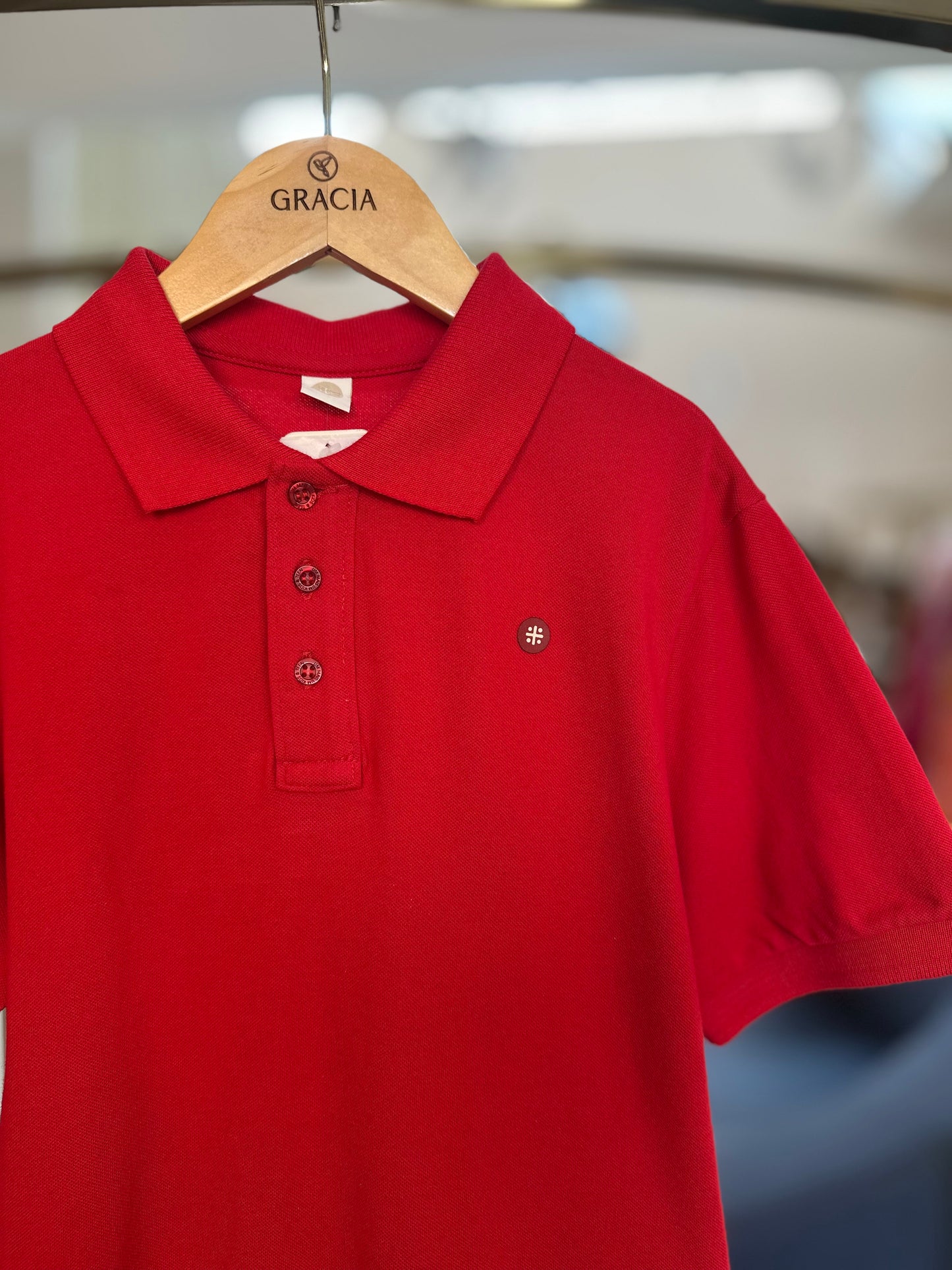 Polo Infantil Básica Piquet Fio Tinto Vermelha - Um Mais Um
