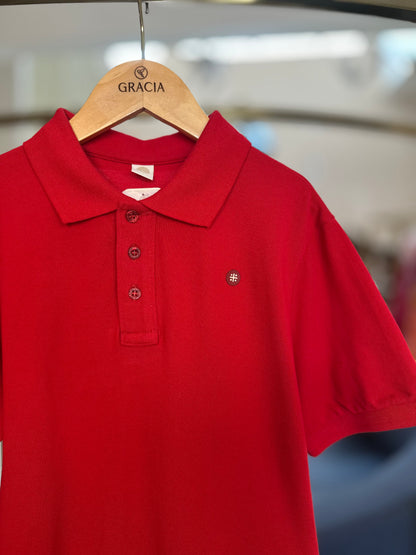 Polo Infantil Básica Piquet Fio Tinto Vermelha - Um Mais Um