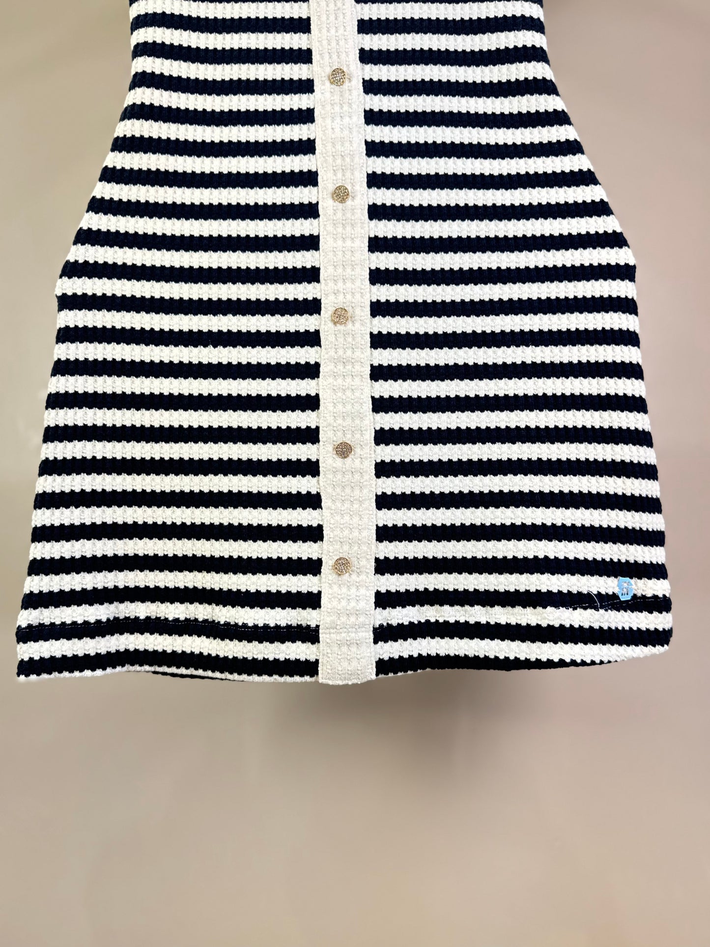 Vestido Teen Tricot Listrado com Botões - Two In