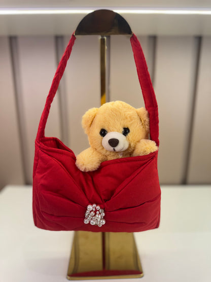 Bolsa Infantil Laço Puffer Pérolas Bordadas - Pituchinhus