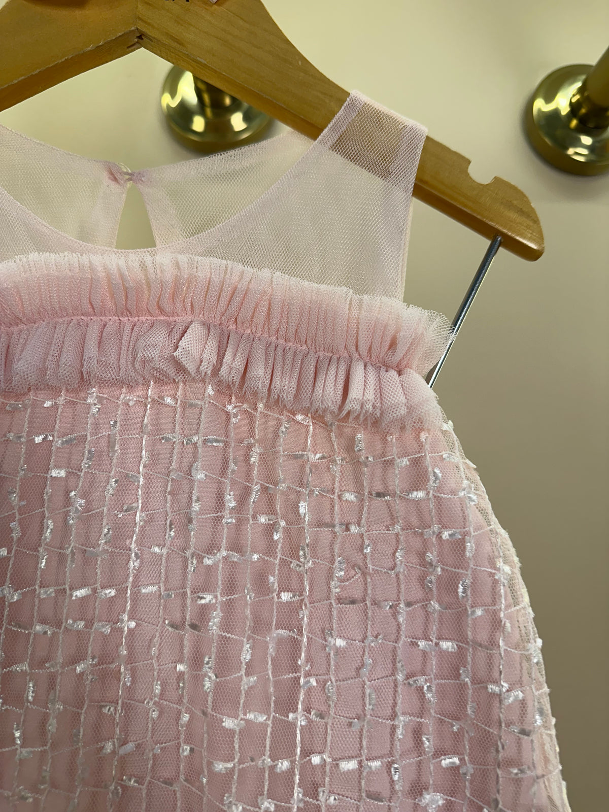 Vestido Infantil Texturizado Em Tule Rosa - Petit Cherie