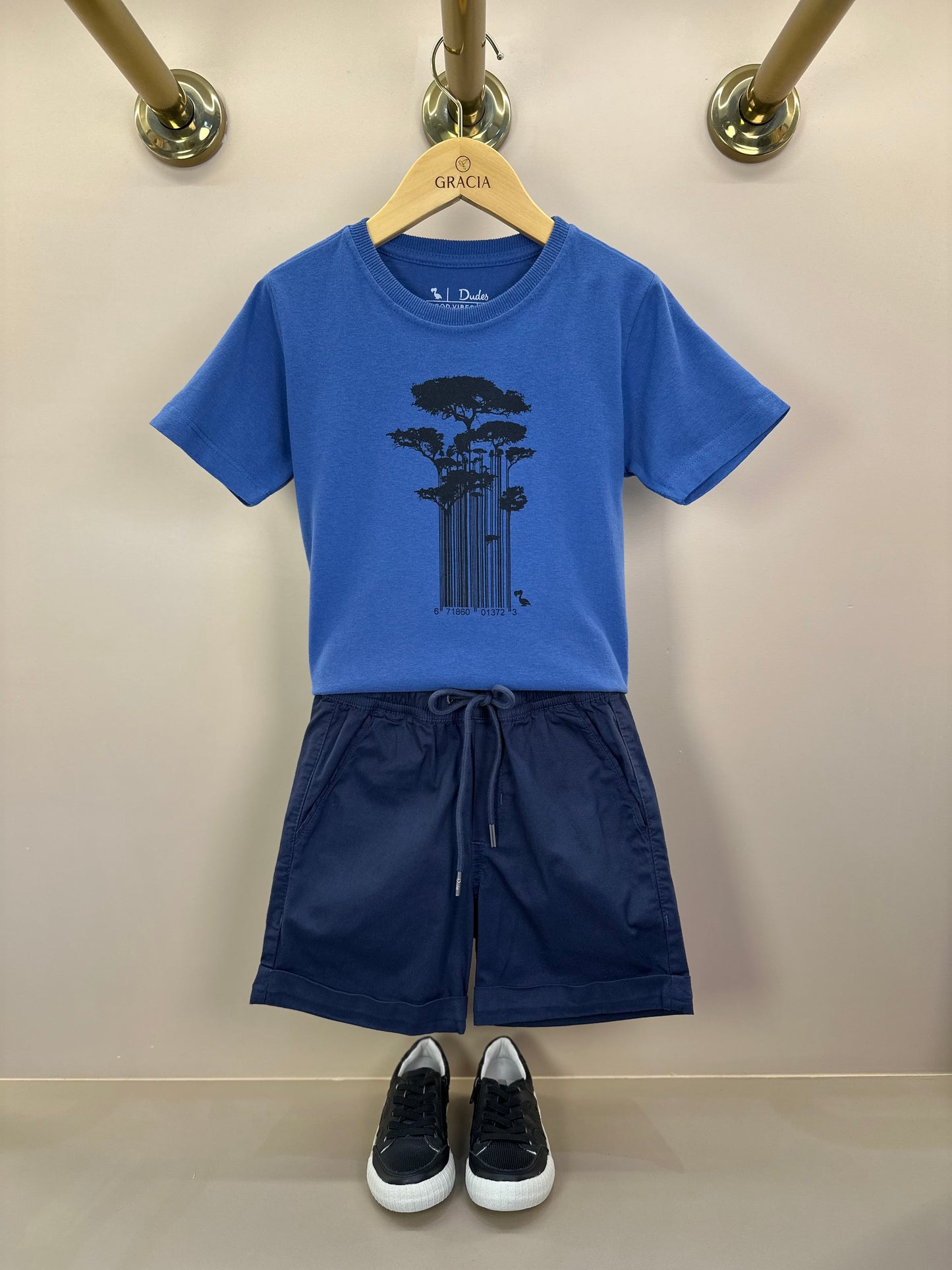 Camiseta Infantil Azul Royal Estampa Black - Dudes