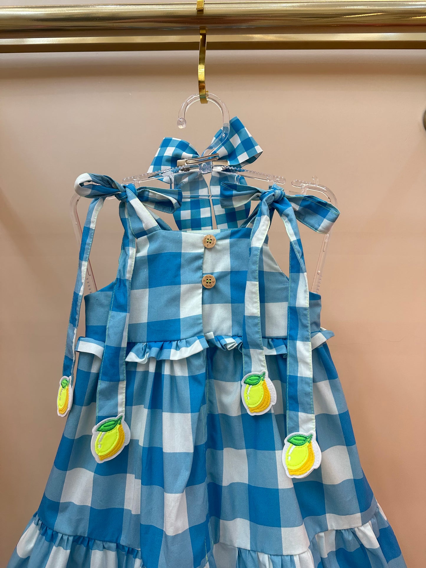 Vestido Infantil Lívia Est. Vichy Limão - Siri Kids