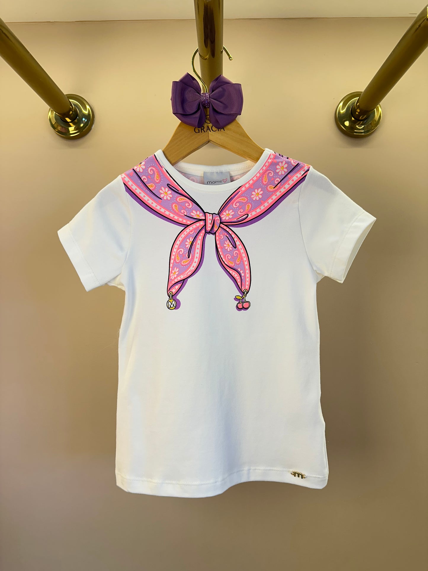 Blusa Infantil Lenço Estampado Amarrado Na Gola - Momi