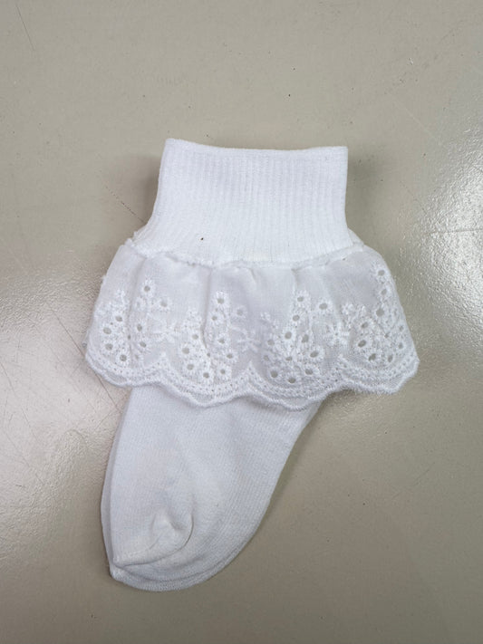 Meia Infantil Clássica Renda Branca - Roana