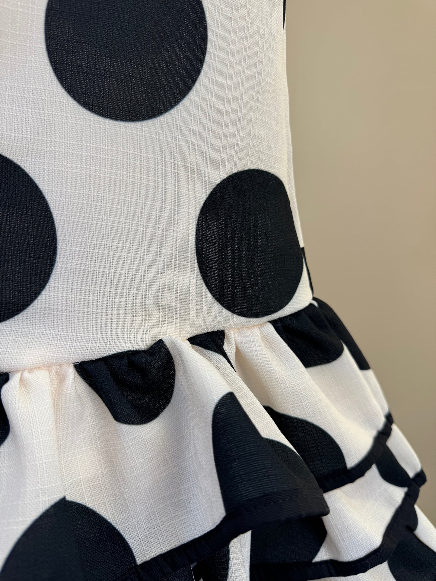 Vestido Infantil Trapézio Babado Bolinha Branco - Luluzinha