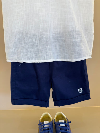 Conjunto Infantil Camisa Polo Off White e Bermuda - Youccie