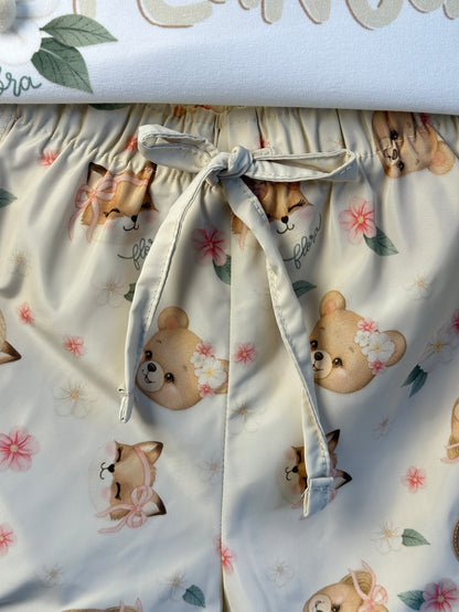 Conjunto Infantil Blusa e Shorts Estampa Ursinhas - Infanti