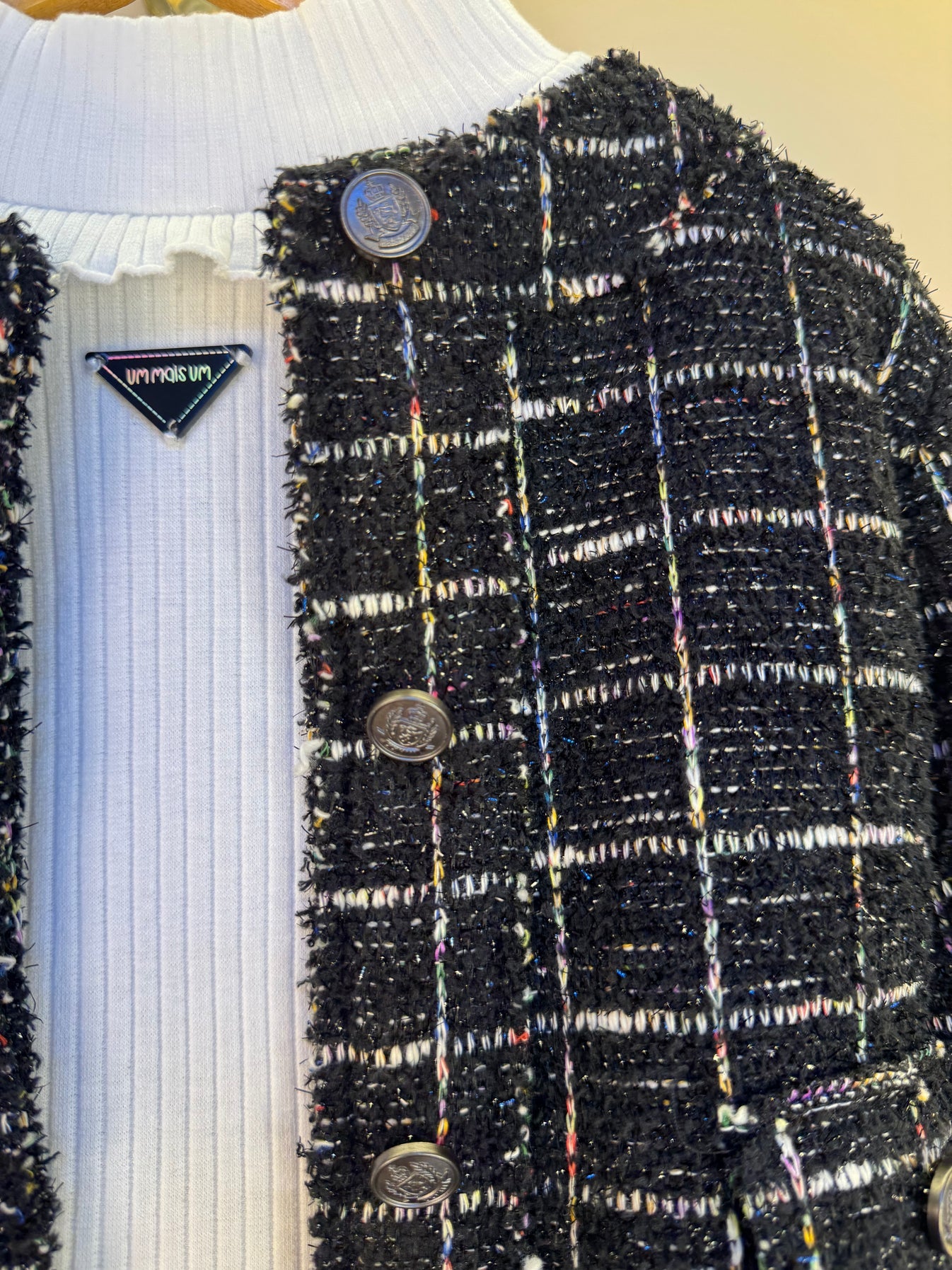 Casaco Infantil Tweed Xadrez - Um Mais Um